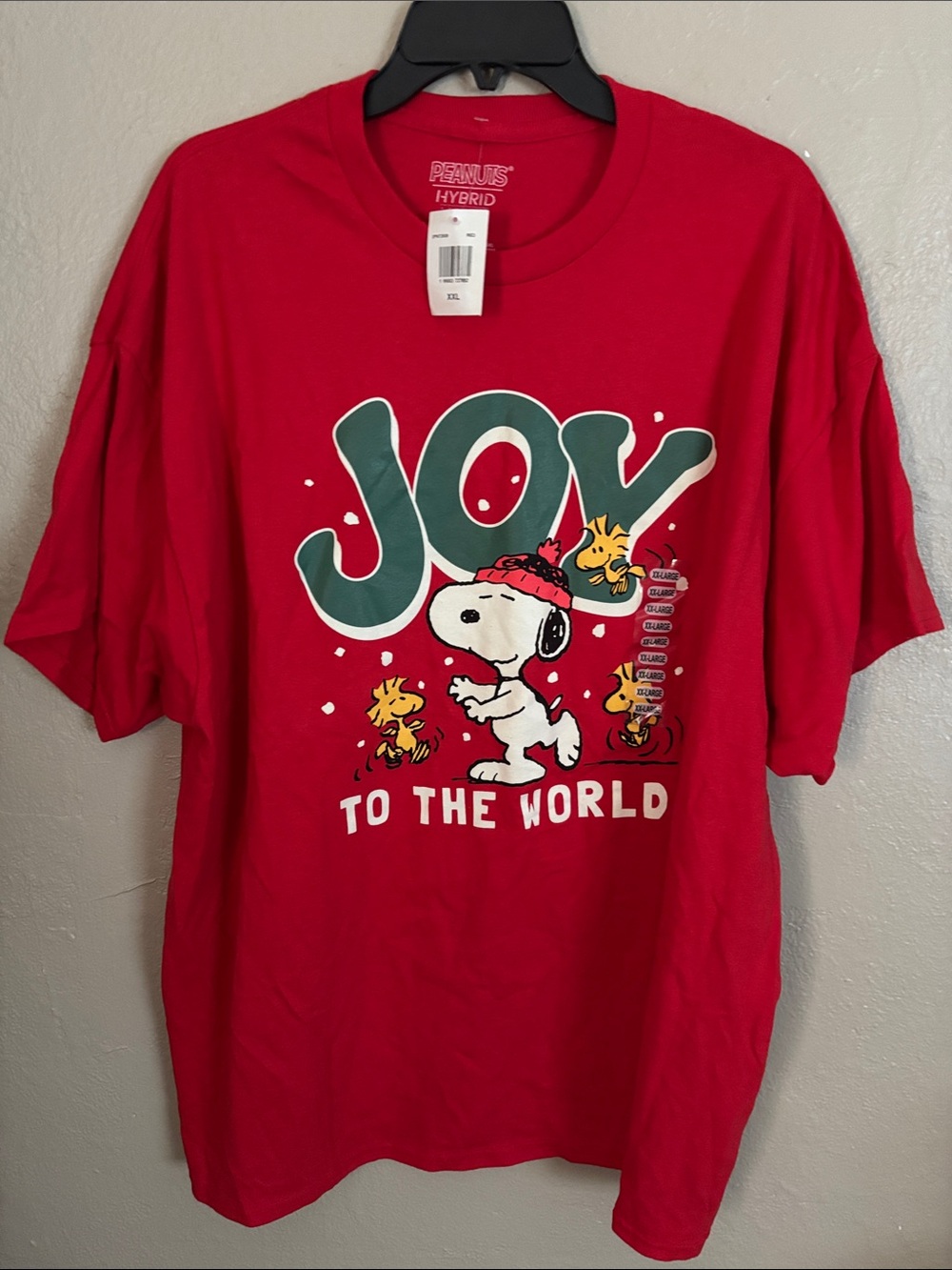 Peanuts Snoopy Red Joy to the World Christmas TShirt unisex XXL